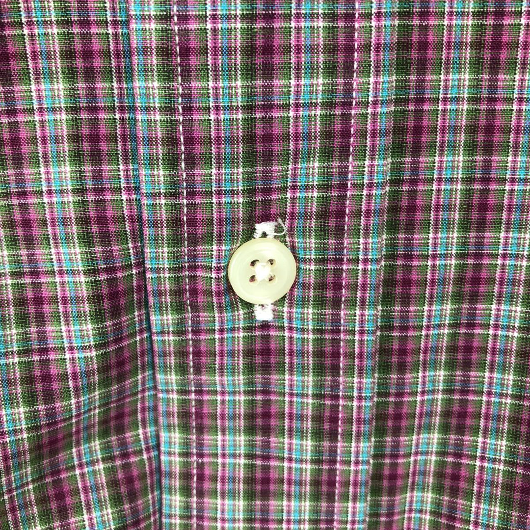Ralph Lauren Classic Fit Check Pattern Long Sleeve Button Down Check Shirt Men's Size L cotton purple type Vintage Second Hand