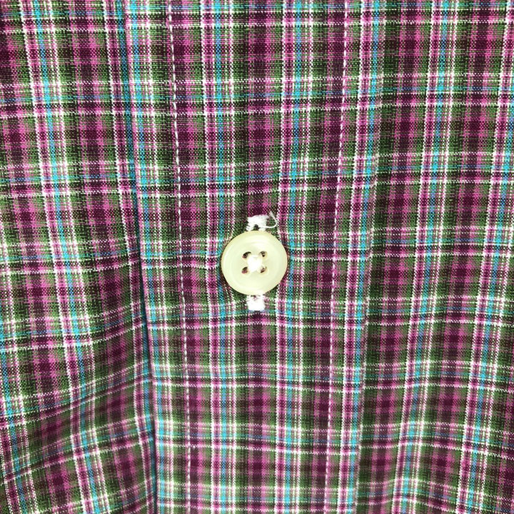 Ralph Lauren Classic Fit Check Pattern Long Sleeve Button Down Check Shirt Men's Size L cotton purple type Vintage Second Hand