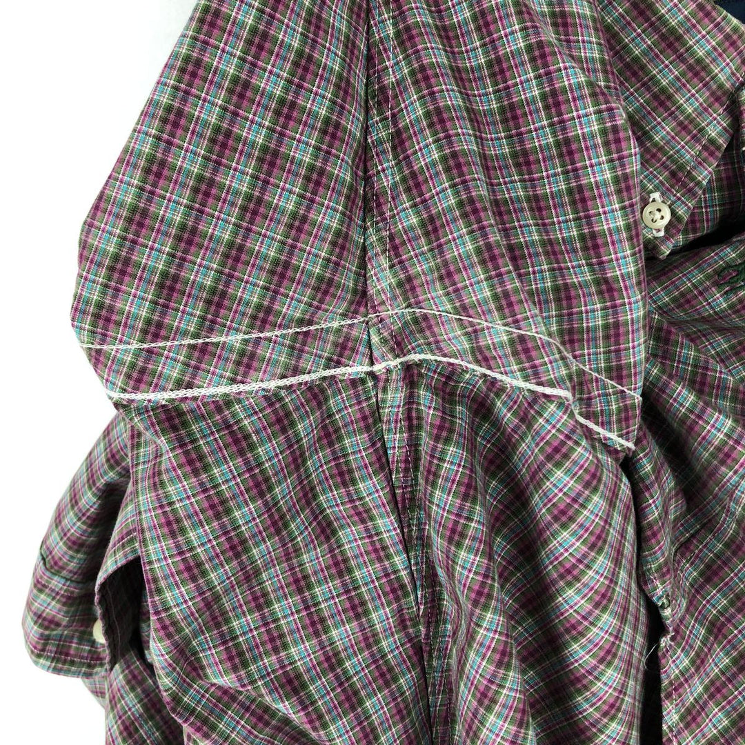 Ralph Lauren Classic Fit Check Pattern Long Sleeve Button Down Check Shirt Men's Size L cotton purple type Vintage Second Hand