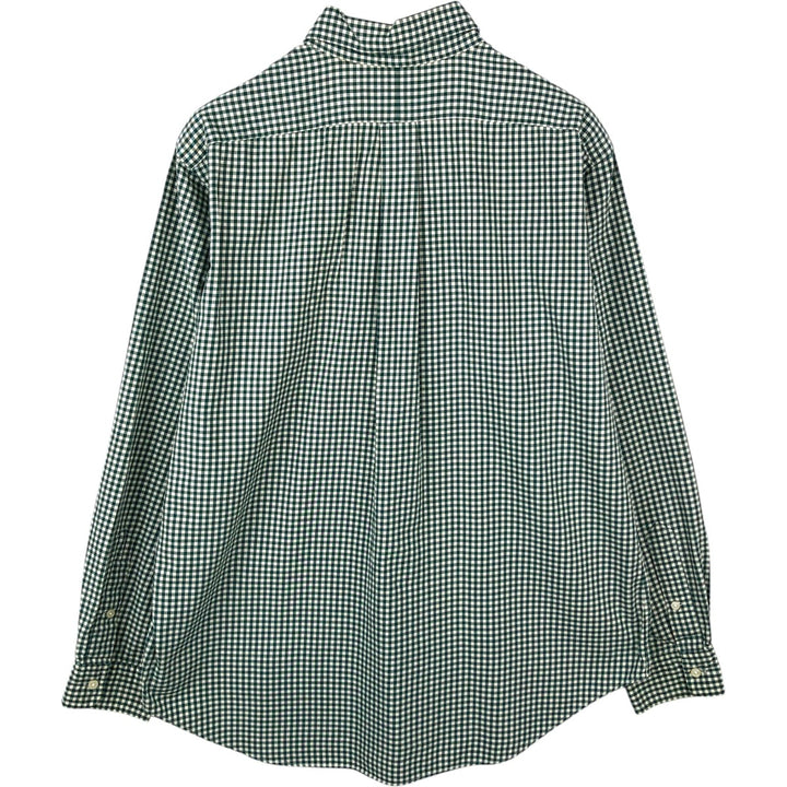 Ralph Lauren CLASSIC FIT Gingham Check Long Sleeve Button-Down Check Shirt, Size L (Men's equivalent to L) cotton green type Vintage Second Hand