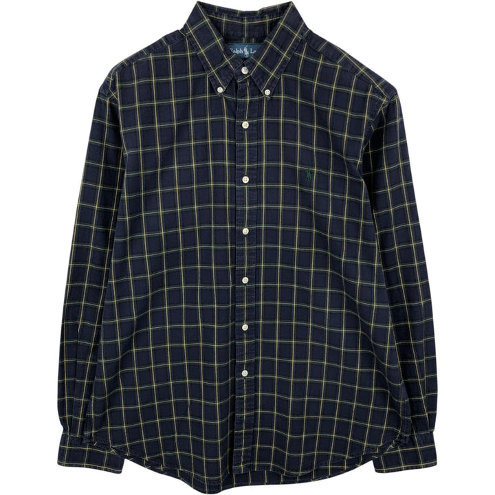Ralph Lauren Classic Fit Long Sleeve Button Down Check Shirt Men's Size L cotton navy blue type Vintage Second Hand