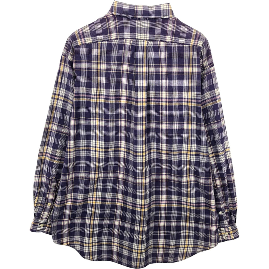Ralph Lauren BLAIRE long sleeve button down check shirt, men's size L cotton purple type Vintage Second Hand