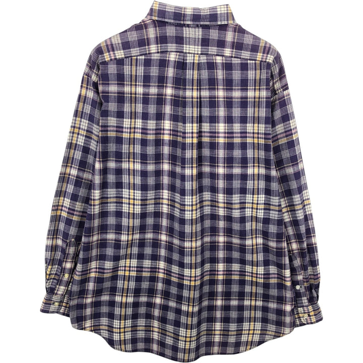 Ralph Lauren BLAIRE long sleeve button down check shirt, men's size L cotton purple type Vintage Second Hand