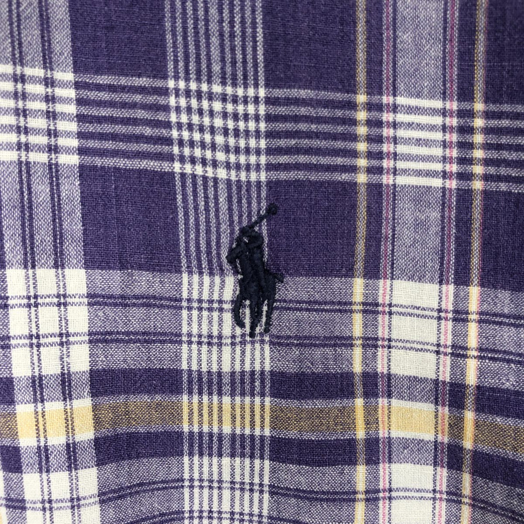 Ralph Lauren BLAIRE long sleeve button down check shirt, men's size L cotton purple type Vintage Second Hand