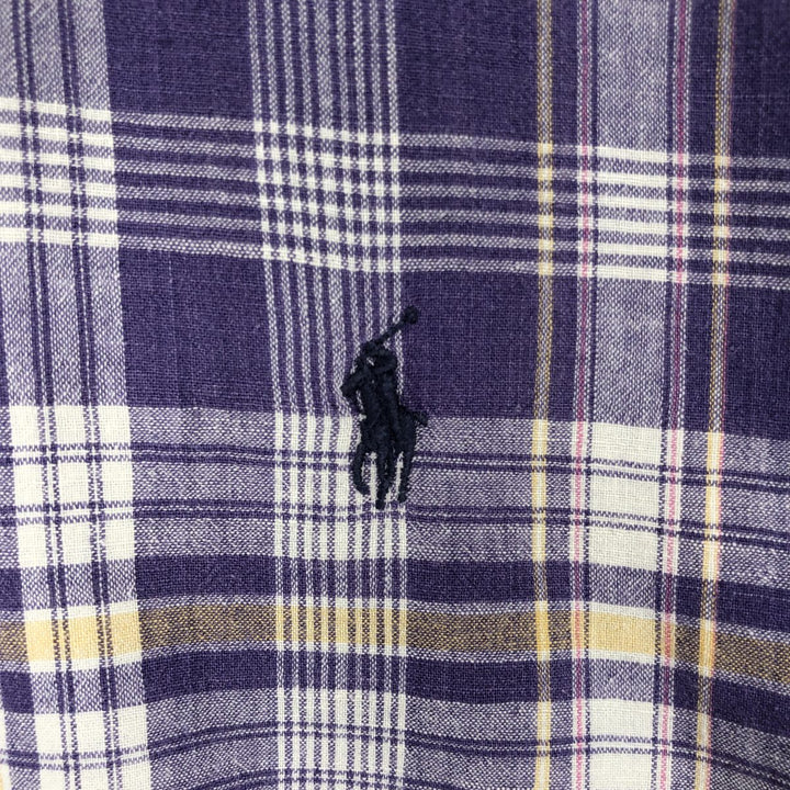 Ralph Lauren BLAIRE long sleeve button down check shirt, men's size L cotton purple type Vintage Second Hand