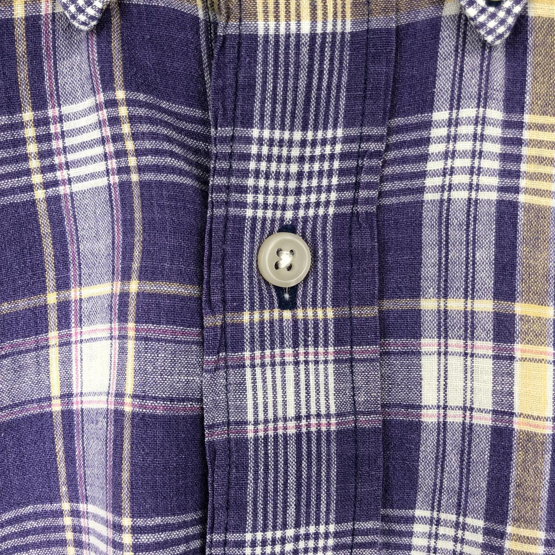 Ralph Lauren BLAIRE long sleeve button down check shirt, men's size L cotton purple type Vintage Second Hand