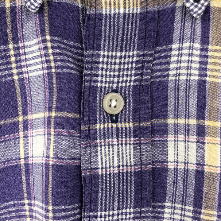 Ralph Lauren BLAIRE long sleeve button down check shirt, men's size L cotton purple type Vintage Second Hand