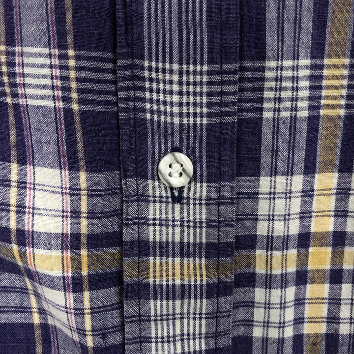 Ralph Lauren BLAIRE long sleeve button down check shirt, men's size L cotton purple type Vintage Second Hand