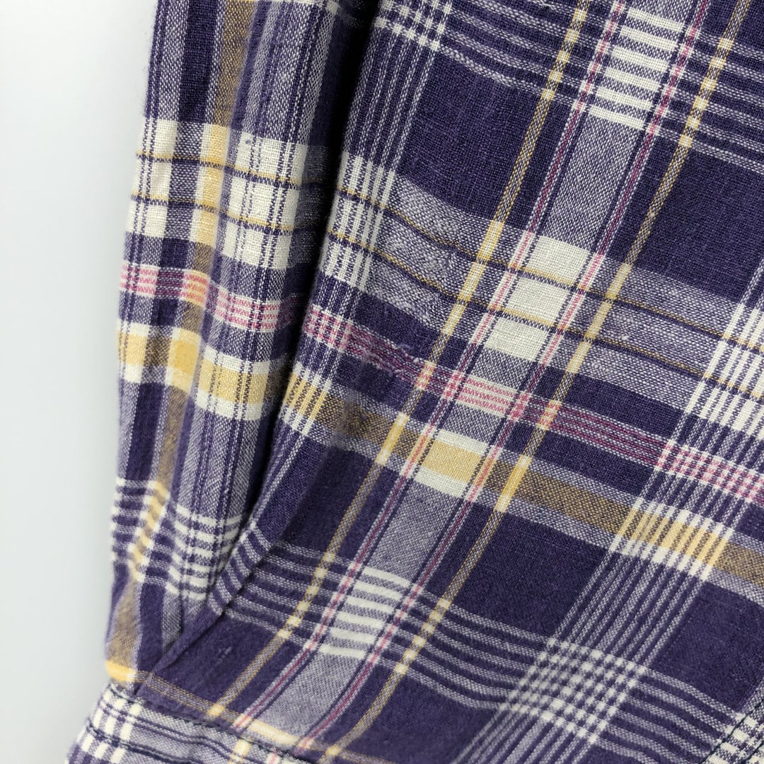 Ralph Lauren BLAIRE long sleeve button down check shirt, men's size L cotton purple type Vintage Second Hand