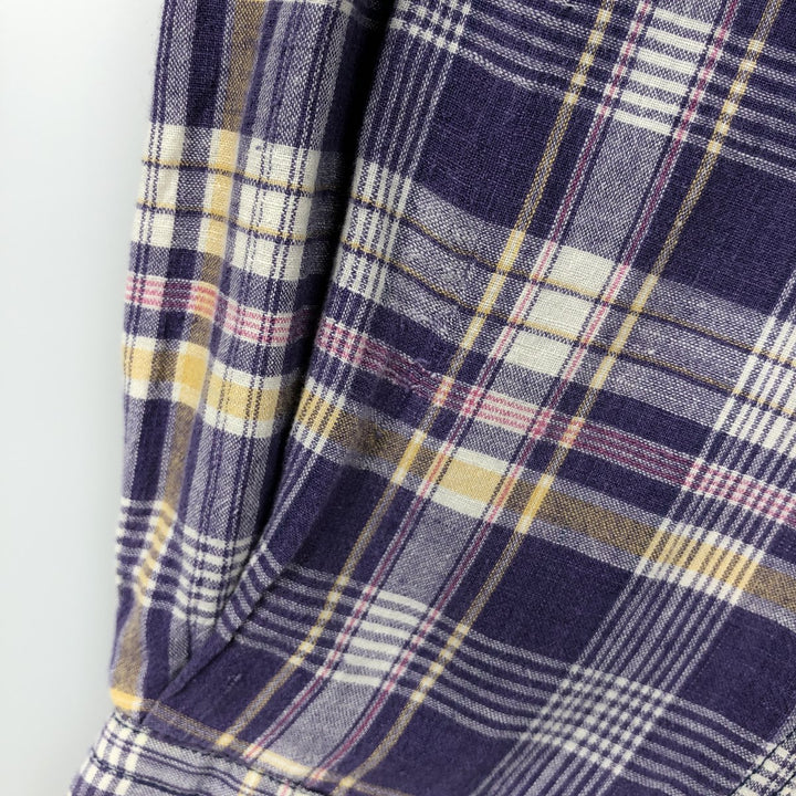 Ralph Lauren BLAIRE long sleeve button down check shirt, men's size L cotton purple type Vintage Second Hand