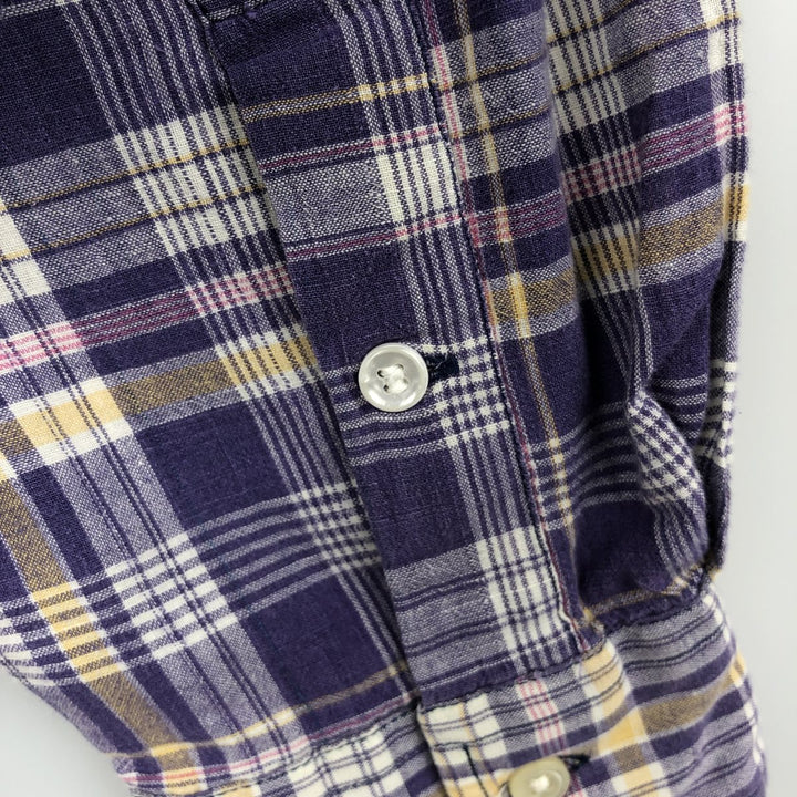 Ralph Lauren BLAIRE long sleeve button down check shirt, men's size L cotton purple type Vintage Second Hand
