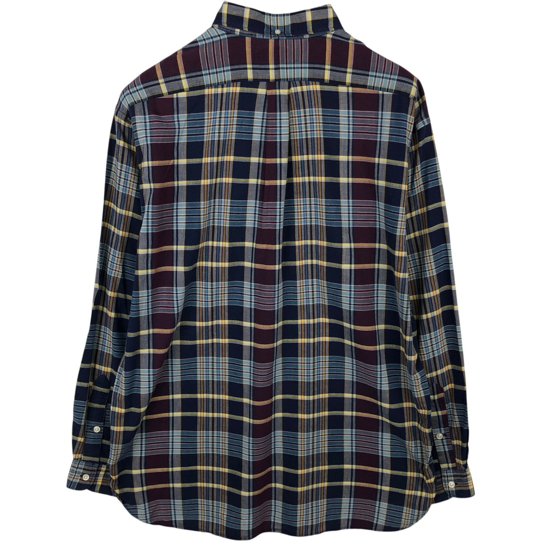Ralph Lauren MCMEEL long-sleeved button-down check shirt, men's size L cotton navy blue type Vintage Second Hand