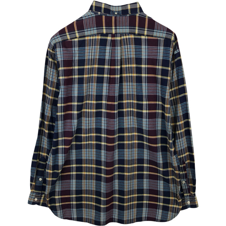 Ralph Lauren MCMEEL long-sleeved button-down check shirt, men's size L cotton navy blue type Vintage Second Hand
