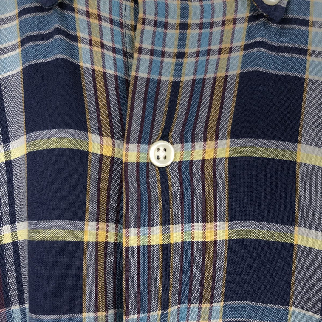 Ralph Lauren MCMEEL long-sleeved button-down check shirt, men's size L cotton navy blue type Vintage Second Hand