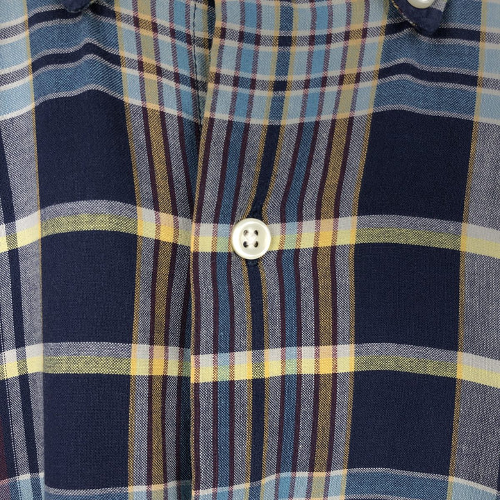 Ralph Lauren MCMEEL long-sleeved button-down check shirt, men's size L cotton navy blue type Vintage Second Hand
