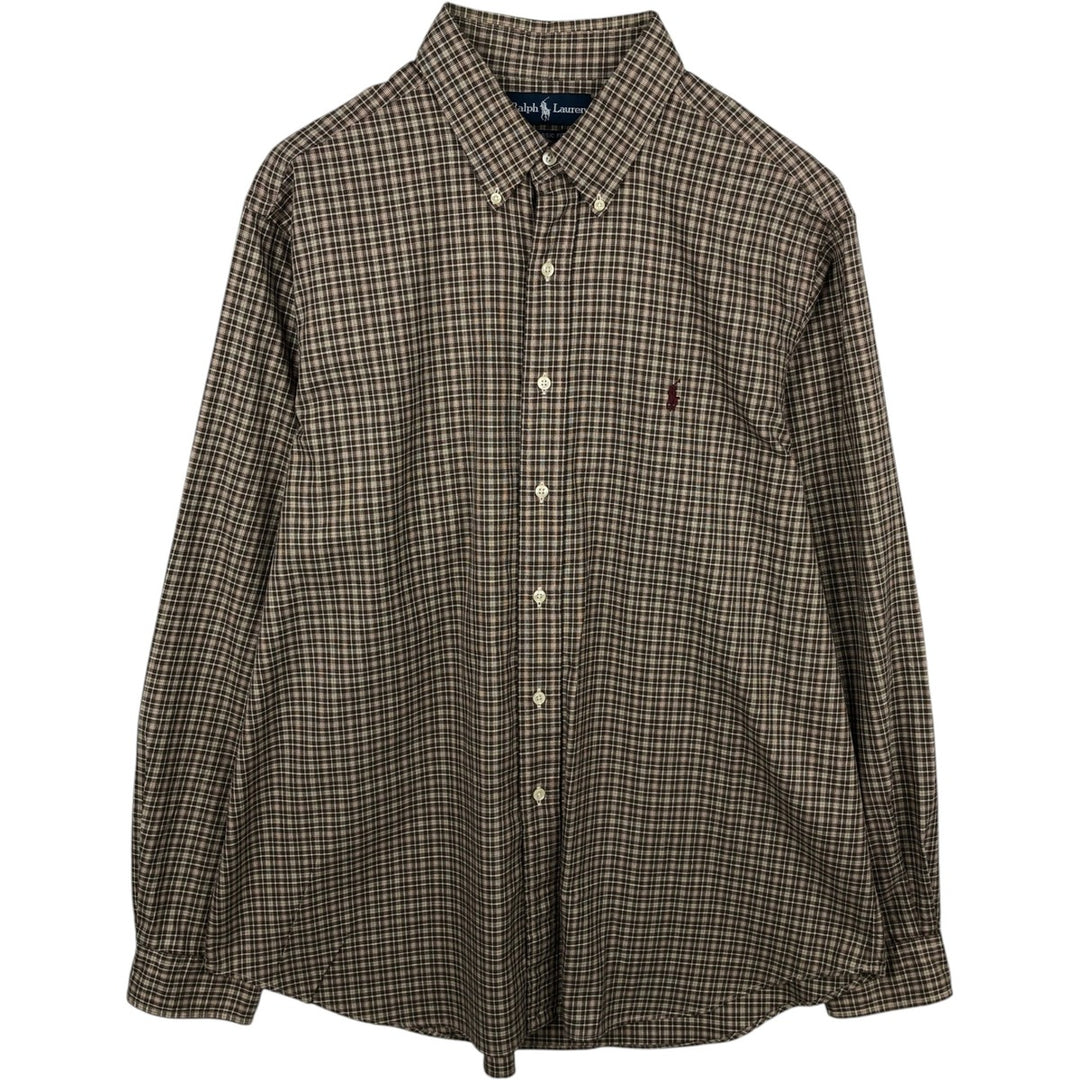 Ralph Lauren Classic Fit Long Sleeve Button Down Check Shirt Men's XL cotton brown type Vintage Second Hand