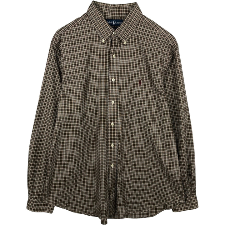 Ralph Lauren Classic Fit Long Sleeve Button Down Check Shirt Men's XL cotton brown type Vintage Second Hand