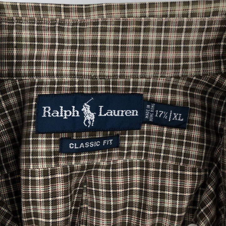 Ralph Lauren Classic Fit Long Sleeve Button Down Check Shirt Men's XL cotton brown type Vintage Second Hand