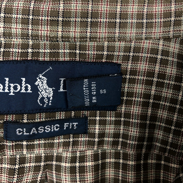 Ralph Lauren Classic Fit Long Sleeve Button Down Check Shirt Men's XL cotton brown type Vintage Second Hand