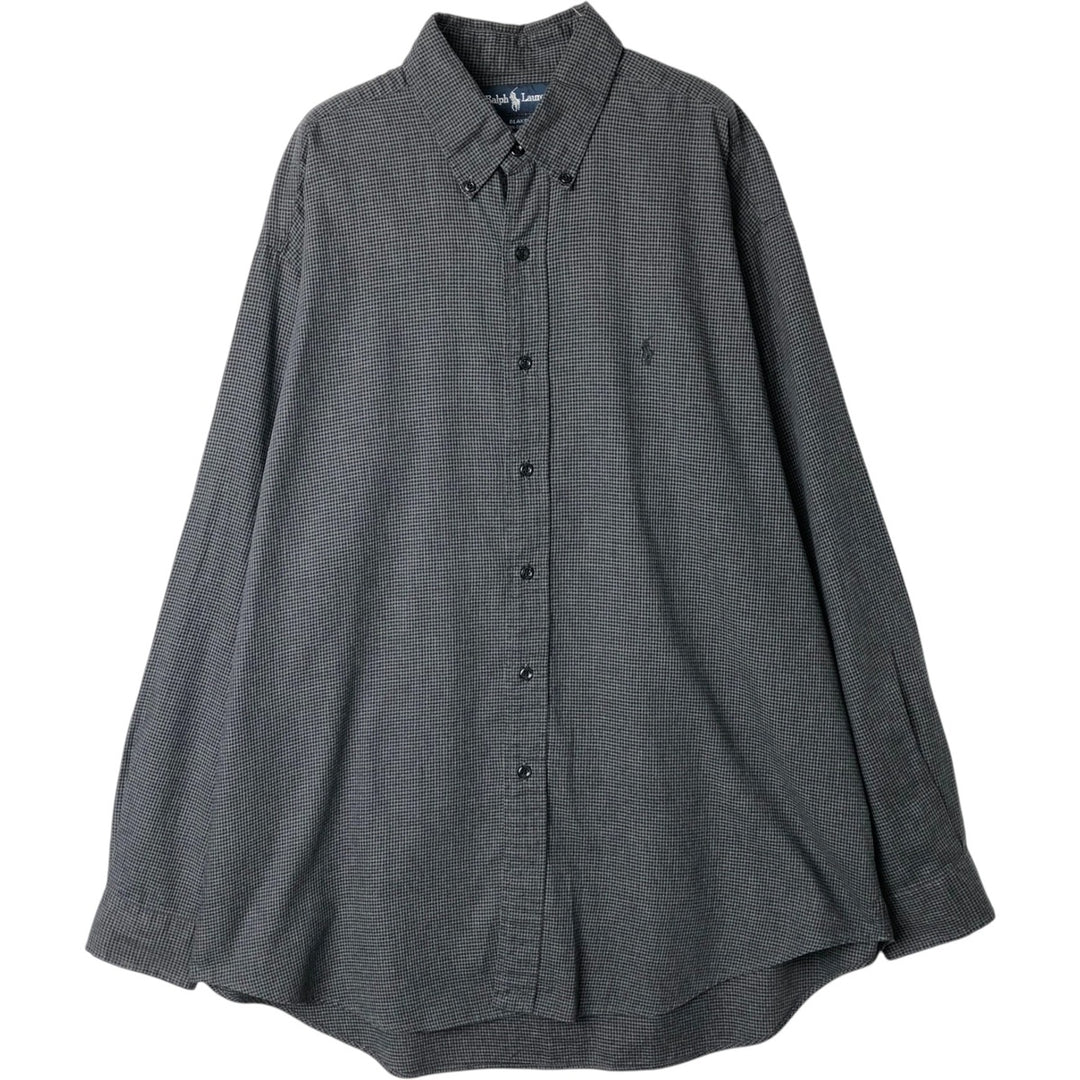 Ralph Lauren BLAKE long sleeve button down check shirt, men's size L cotton Charcoal Vintage Second Hand