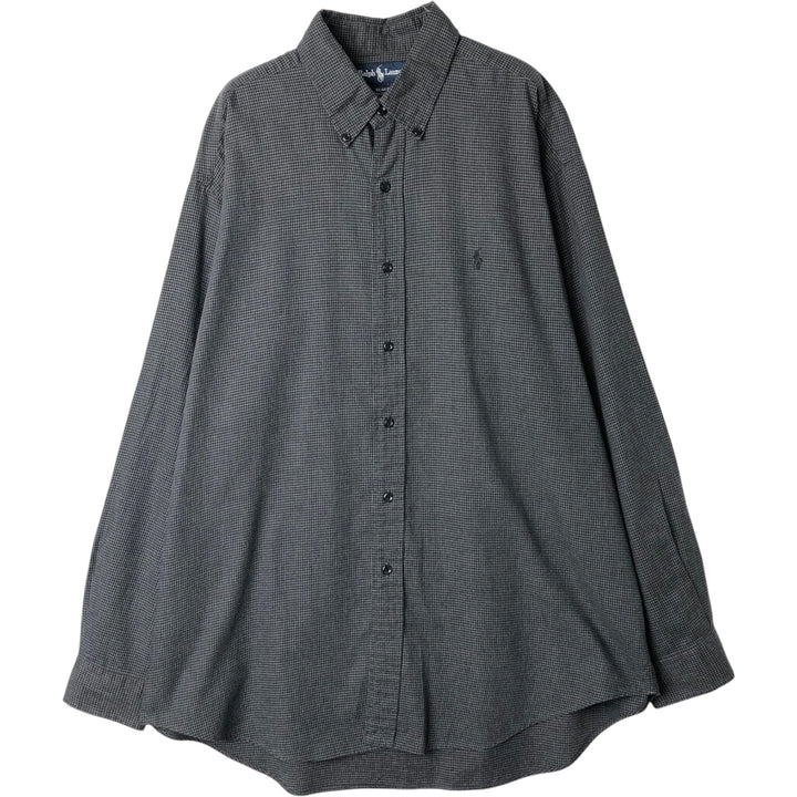 Ralph Lauren BLAKE long sleeve button down check shirt, men's size L cotton Charcoal Vintage Second Hand