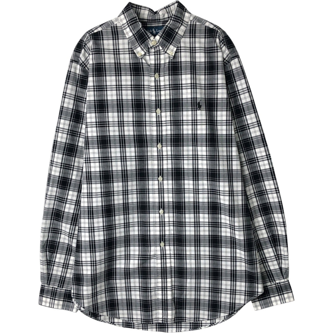 Ralph Lauren Classic Fit Long Sleeve Button Down Check Shirt Men's Size L cotton white type Vintage Second Hand