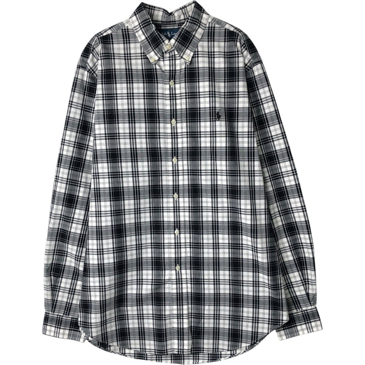 Ralph Lauren Classic Fit Long Sleeve Button Down Check Shirt Men's Size L cotton white type Vintage Second Hand
