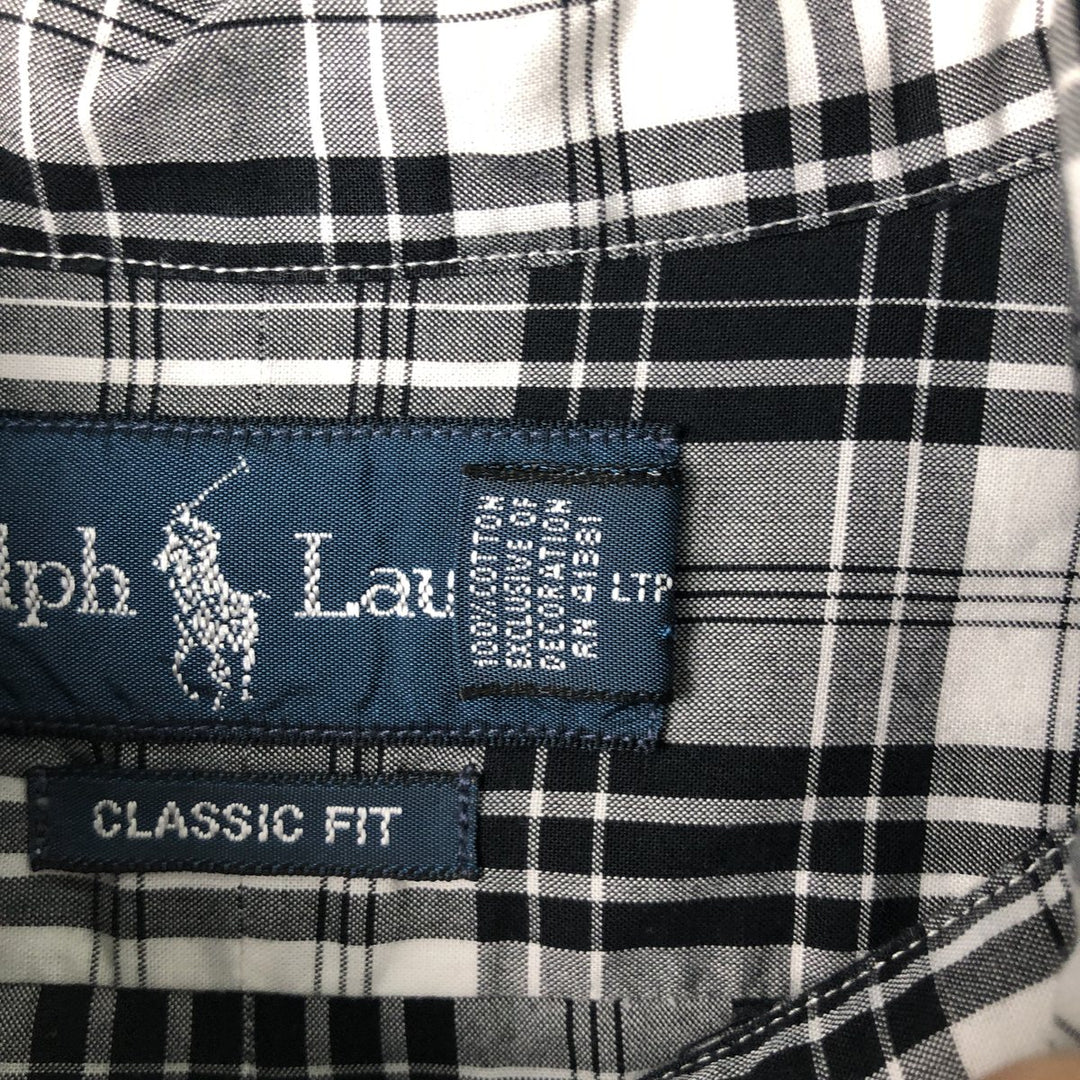 Ralph Lauren Classic Fit Long Sleeve Button Down Check Shirt Men's Size L cotton white type Vintage Second Hand
