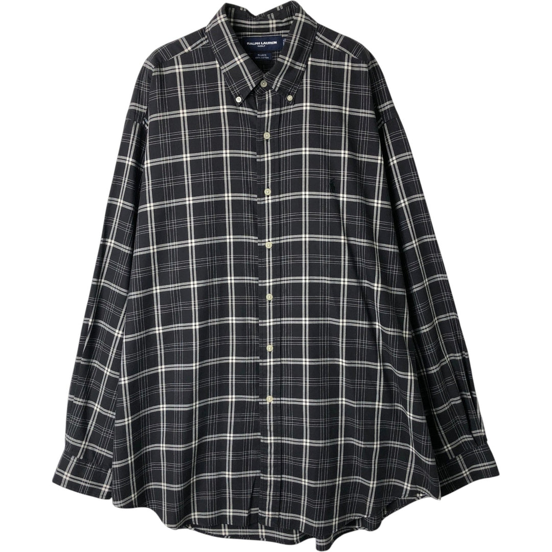 Ralph Lauren GOLF BLAKE Long-Sleeve Button-Down Check Shirt, Men's Size XL (approx.) cotton black type Vintage Second Hand