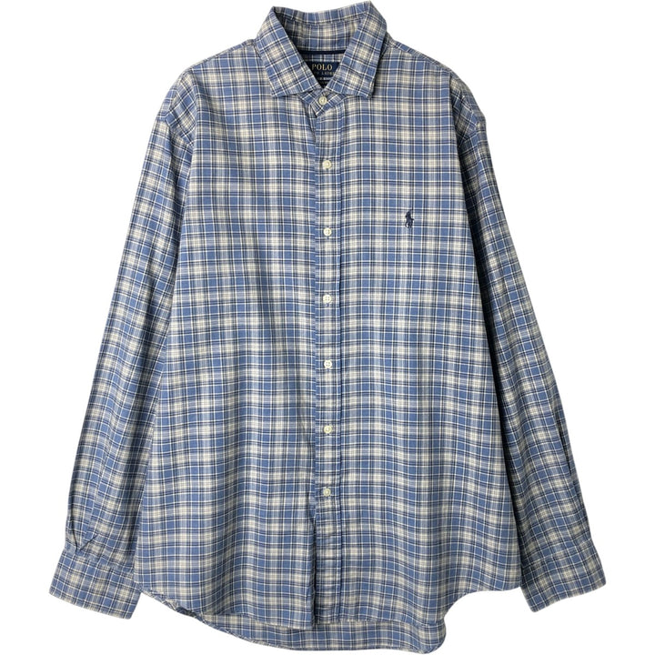 Ralph Lauren POLO RALPH LAUREN CLASSIC FIT Wide Collar Long Sleeve Cotton Check Shirt, Men's Size L (approx.) cotton Blue type light blue Vintage Second Hand