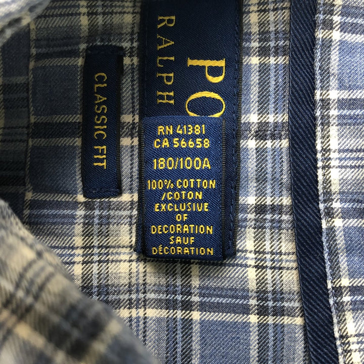 Ralph Lauren POLO RALPH LAUREN CLASSIC FIT Wide Collar Long Sleeve Cotton Check Shirt, Men's Size L (approx.) cotton Blue type light blue Vintage Second Hand