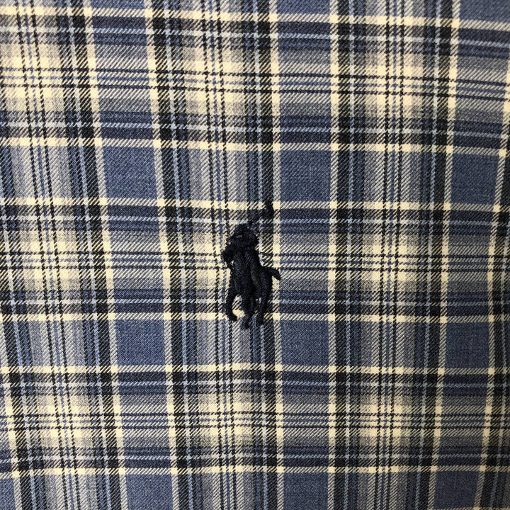 Ralph Lauren POLO RALPH LAUREN CLASSIC FIT Wide Collar Long Sleeve Cotton Check Shirt, Men's Size L (approx.) cotton Blue type light blue Vintage Second Hand