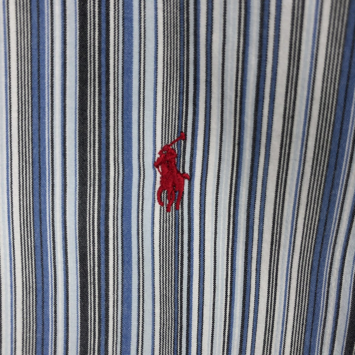 Ralph Lauren BLAKE Multi-Stripe Long Sleeve Button-Down Striped Shirt, Men's XL cotton Blue type light blue Vintage Second Hand