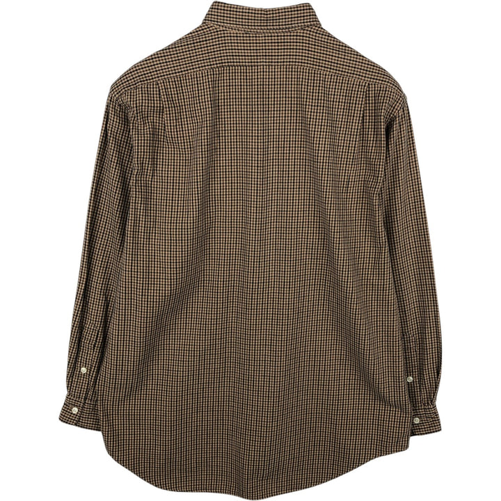 POLO by Ralph Lauren LOWELL SPORT Gingham check long sleeve cotton check shirt Men's L size cotton brown type Vintage Second Hand