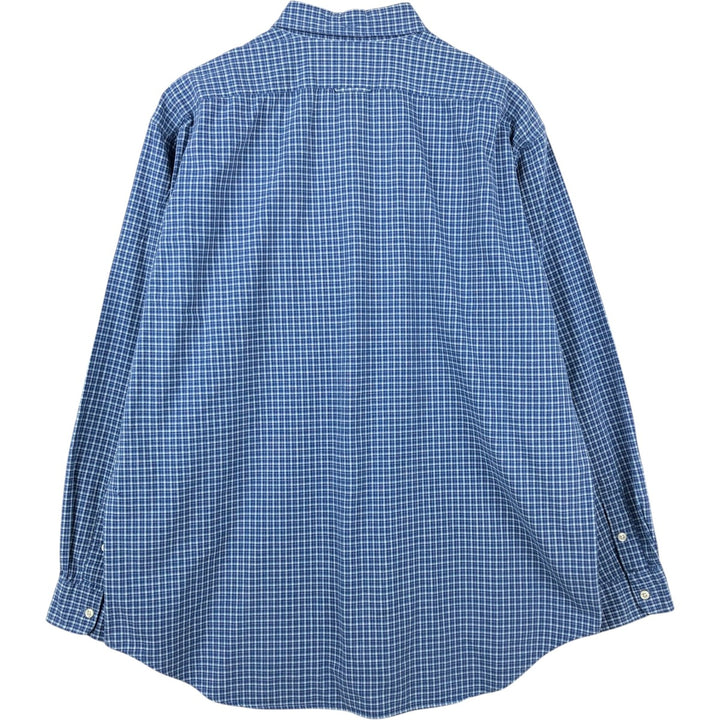 Ralph Lauren MOORE Long-Sleeve Button-Down Check Shirt, Men's Size XL (approx.) cotton blue type Vintage Second Hand