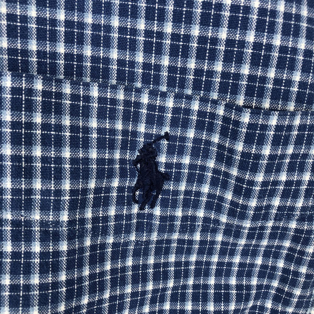 Ralph Lauren MOORE Long-Sleeve Button-Down Check Shirt, Men's Size XL (approx.) cotton blue type Vintage Second Hand