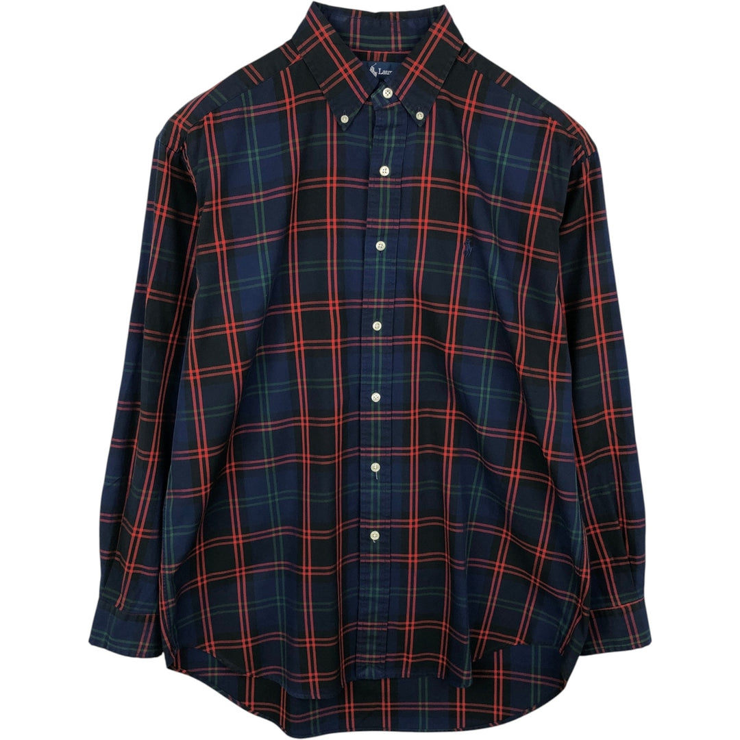 Ralph Lauren BLAKE long sleeve button down check shirt, men's size M cotton black type Vintage Second Hand