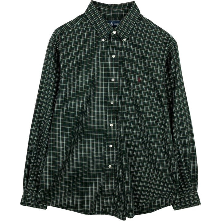 Ralph Lauren Classic Fit Long Sleeve Button Down Check Shirt Men's XL cotton Green type dark green Vintage Second Hand