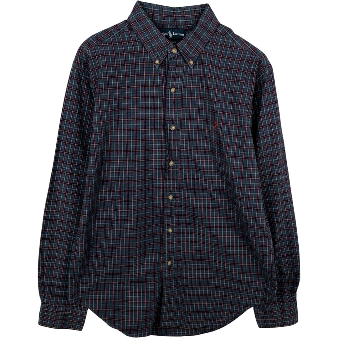 Ralph Lauren Classic Fit Long Sleeve Button Down Check Shirt Men's Size L cotton blue type Vintage Second Hand