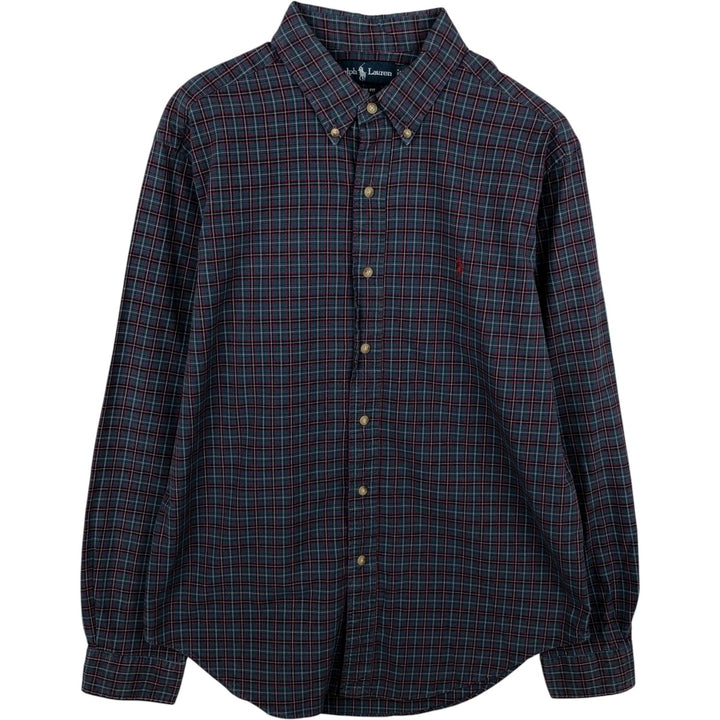 Ralph Lauren Classic Fit Long Sleeve Button Down Check Shirt Men's Size L cotton blue type Vintage Second Hand