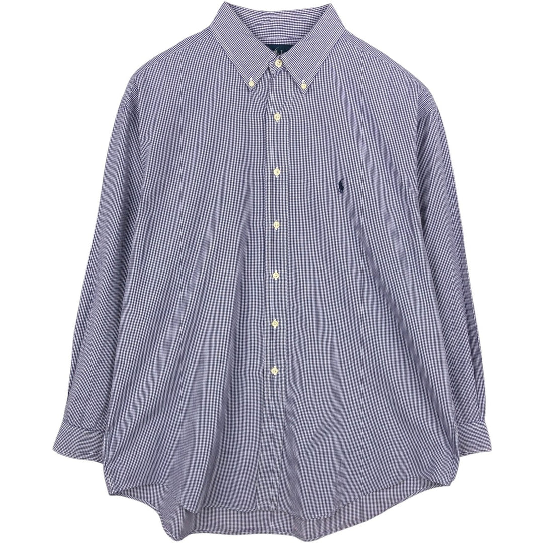 Ralph Lauren YARMOUTH Gingham Check Long Sleeve Button-Down Check Shirt Men's XL cotton purple type Vintage Second Hand