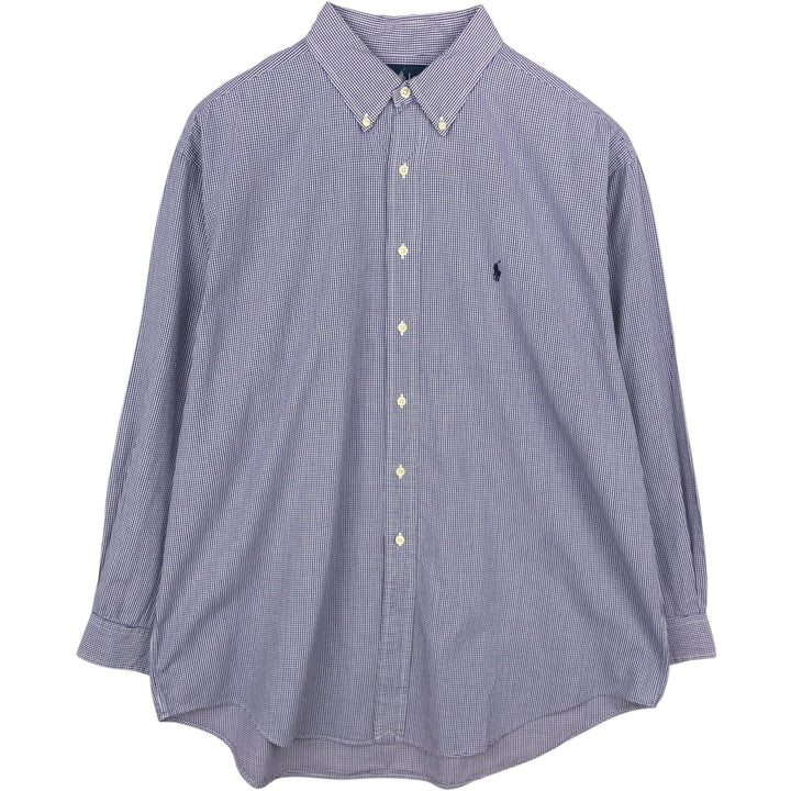 Ralph Lauren YARMOUTH Gingham Check Long Sleeve Button-Down Check Shirt Men's XL cotton purple type Vintage Second Hand
