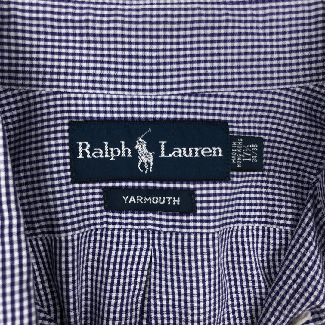 Ralph Lauren YARMOUTH Gingham Check Long Sleeve Button-Down Check Shirt Men's XL cotton purple type Vintage Second Hand