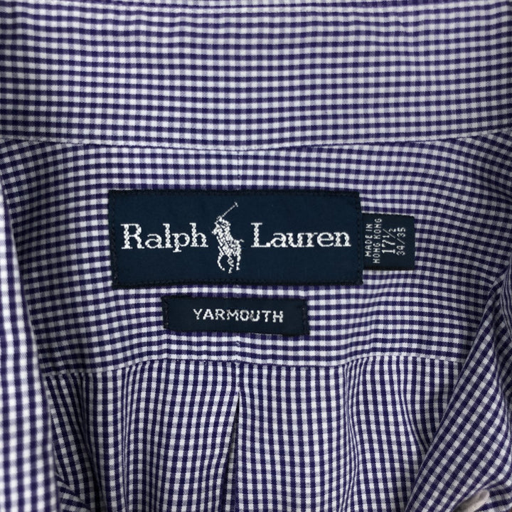 Ralph Lauren YARMOUTH Gingham Check Long Sleeve Button-Down Check Shirt Men's XL cotton purple type Vintage Second Hand