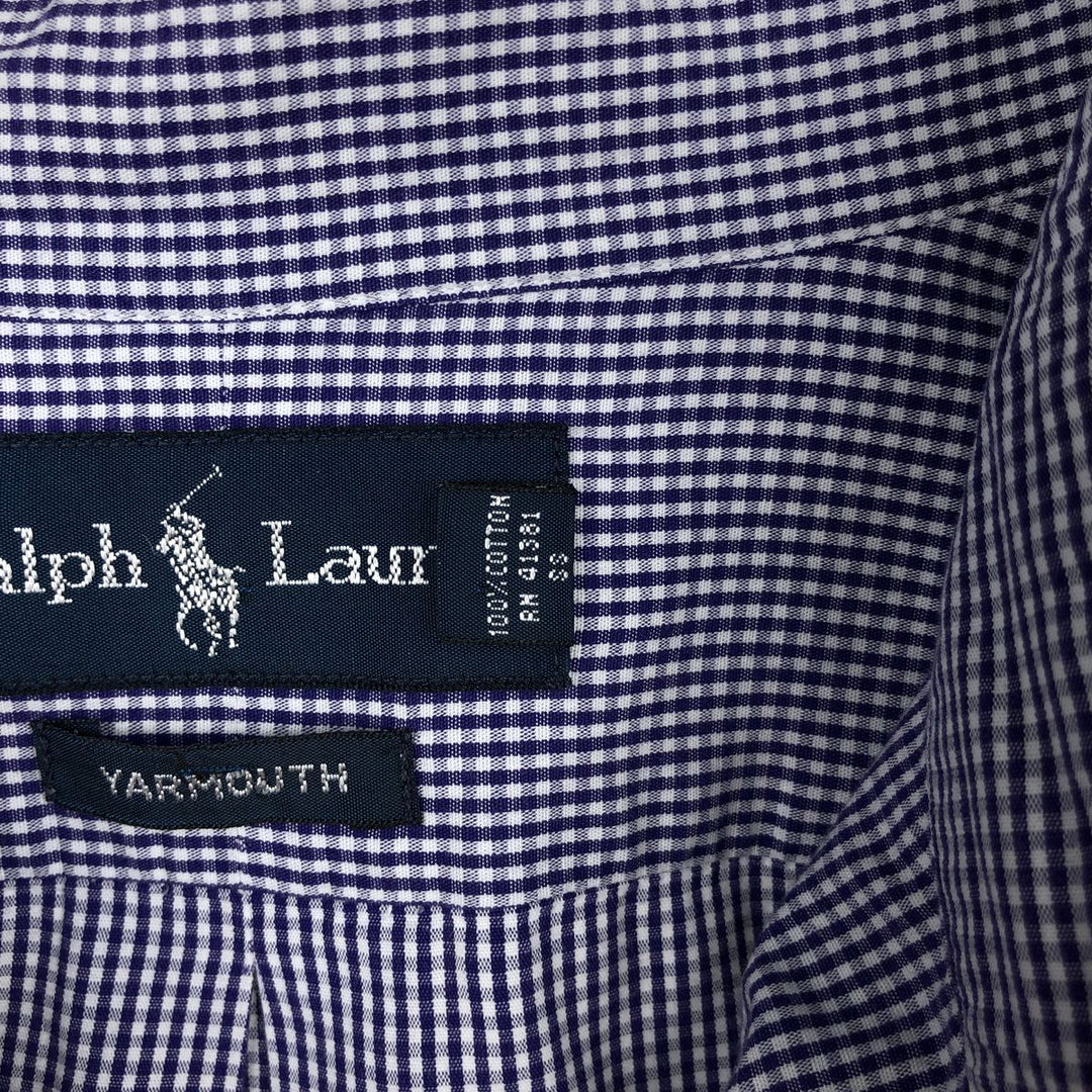 Ralph Lauren YARMOUTH Gingham Check Long Sleeve Button-Down Check Shirt Men's XL cotton purple type Vintage Second Hand