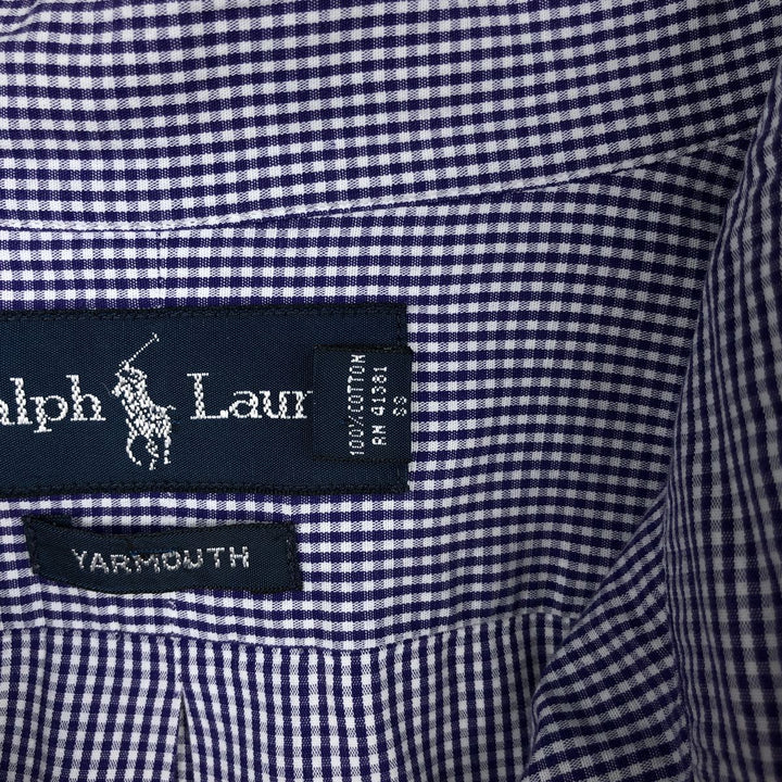 Ralph Lauren YARMOUTH Gingham Check Long Sleeve Button-Down Check Shirt Men's XL cotton purple type Vintage Second Hand