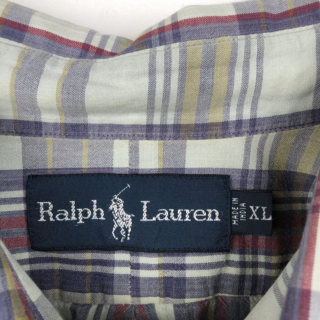 Ralph Lauren long sleeve button down check shirt, men's XL size cotton Mint green Vintage Second Hand