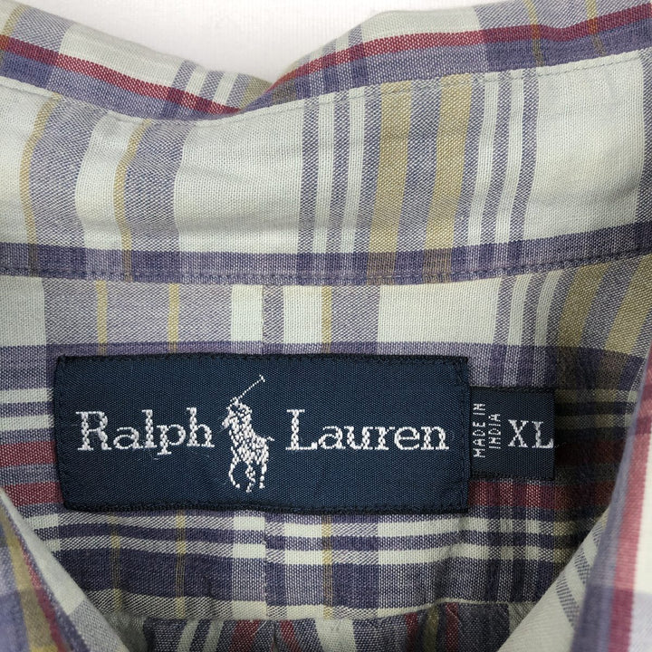 Ralph Lauren long sleeve button down check shirt, men's XL size cotton Mint green Vintage Second Hand