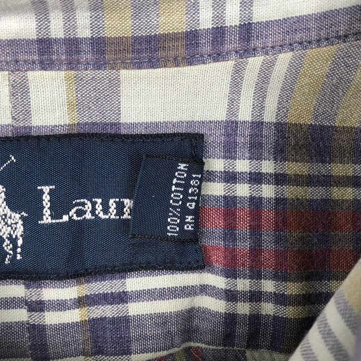 Ralph Lauren long sleeve button down check shirt, men's XL size cotton Mint green Vintage Second Hand