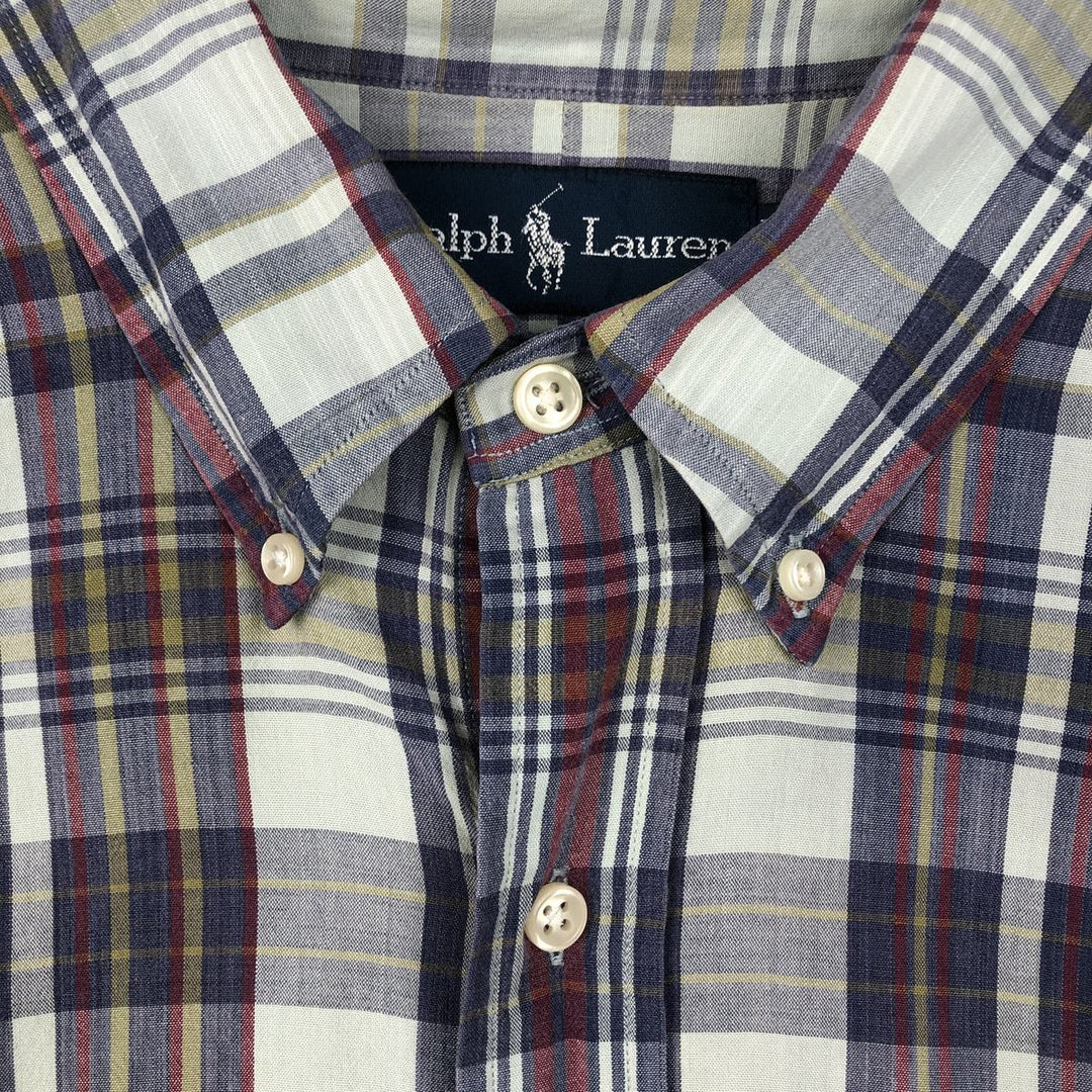 Ralph Lauren long sleeve button down check shirt, men's XL size cotton Mint green Vintage Second Hand